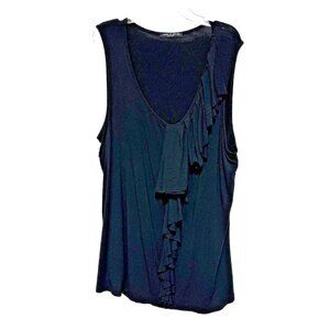 Cable & Gauge Womens 1X 2X Sleeveless Knit Top Shirt Drapped Ruffle Summer Tank